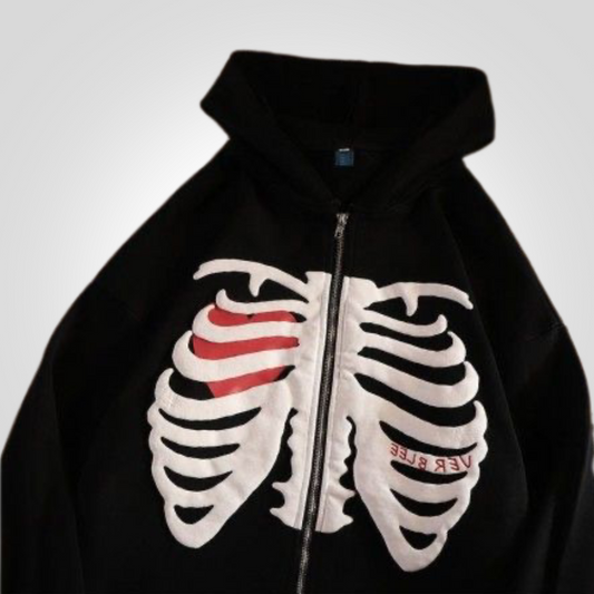 Y2K Skeleton Zipper Hoodie ⭐⭐⭐⭐ (4.5/5)