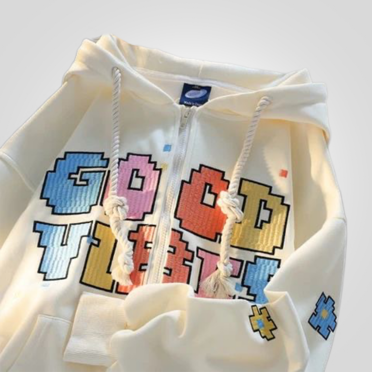 Y2K Good Vibes Zipper Hoodie ⭐⭐⭐⭐ (4.5/5)