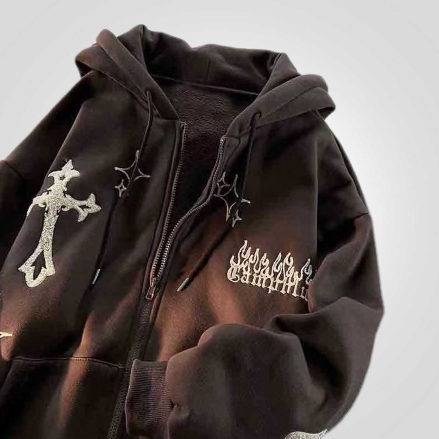 Y2K Cross Zipper Hoodie ⭐⭐⭐⭐ (4.5/5)